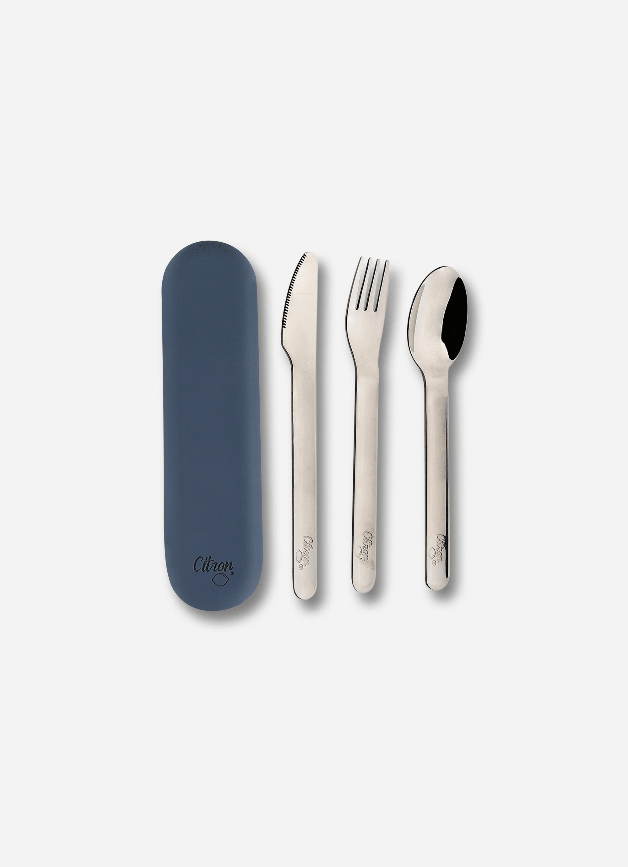 Citron Stainless Steel Cutlery Set with Navy Blue Case - Laadlee
