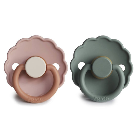 Frigg Daisy Latex Baby Pacifier 0-6M, 2Pack, Biscuit/Lily Pad - Size 1 - Laadlee