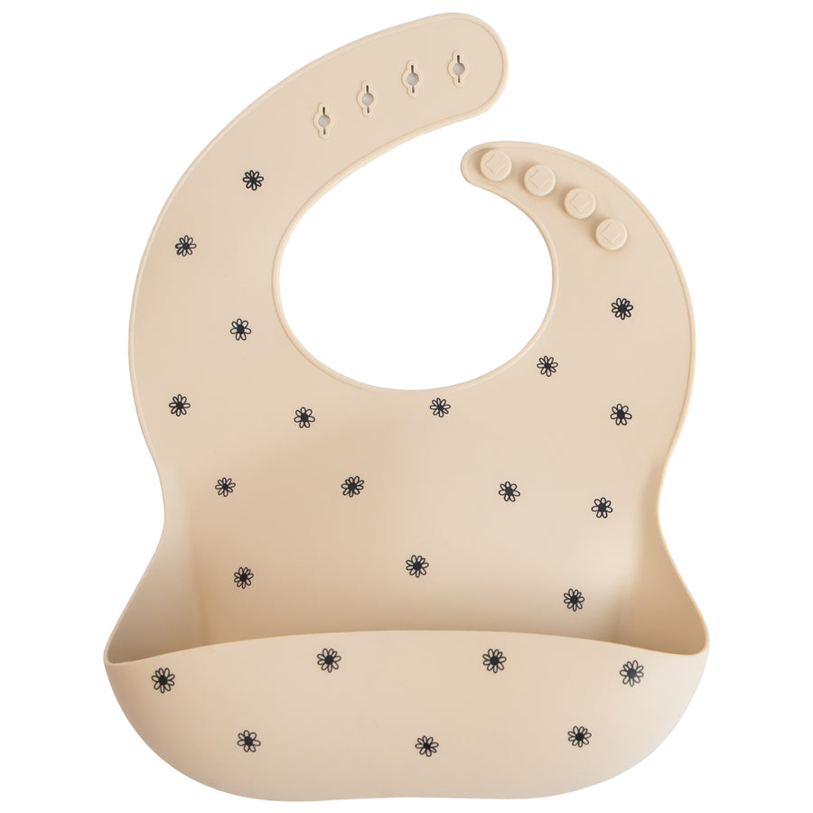 Mushie Silicone Bib Black Daisy - Laadlee