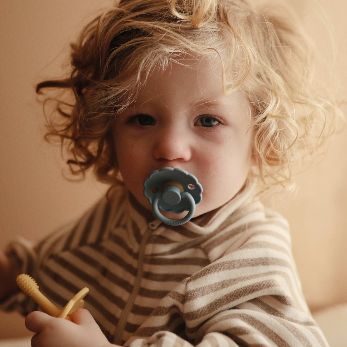 Frigg Daisy Latex Baby Pacifier 0-6M, 2Pack, Woodchuck/French Grey - Size 1 - Laadlee