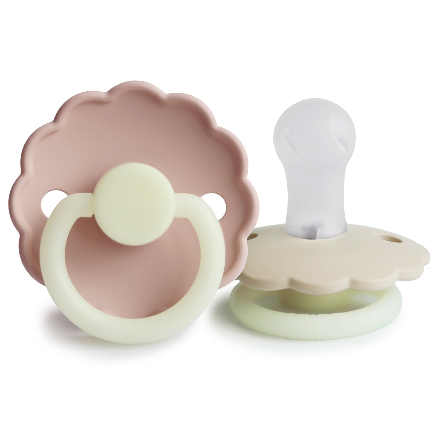 Frigg Daisy Silicone Baby Pacifier 6M - 18M, 2Pack, Cream Night/Blush - Size 2 - Laadlee