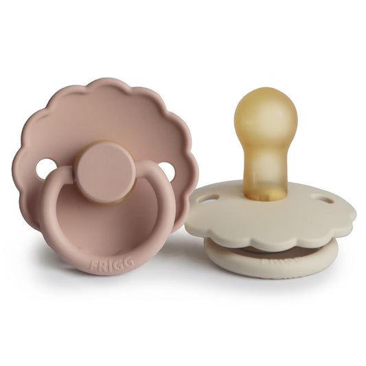 Frigg Daisy Silicone Baby Pacifier 6M - 18M, 2Pack, Blush/Cream - Size 2 - Laadlee