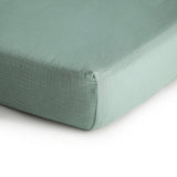 Mushie Crib Sheet Small Roman Green - Laadlee