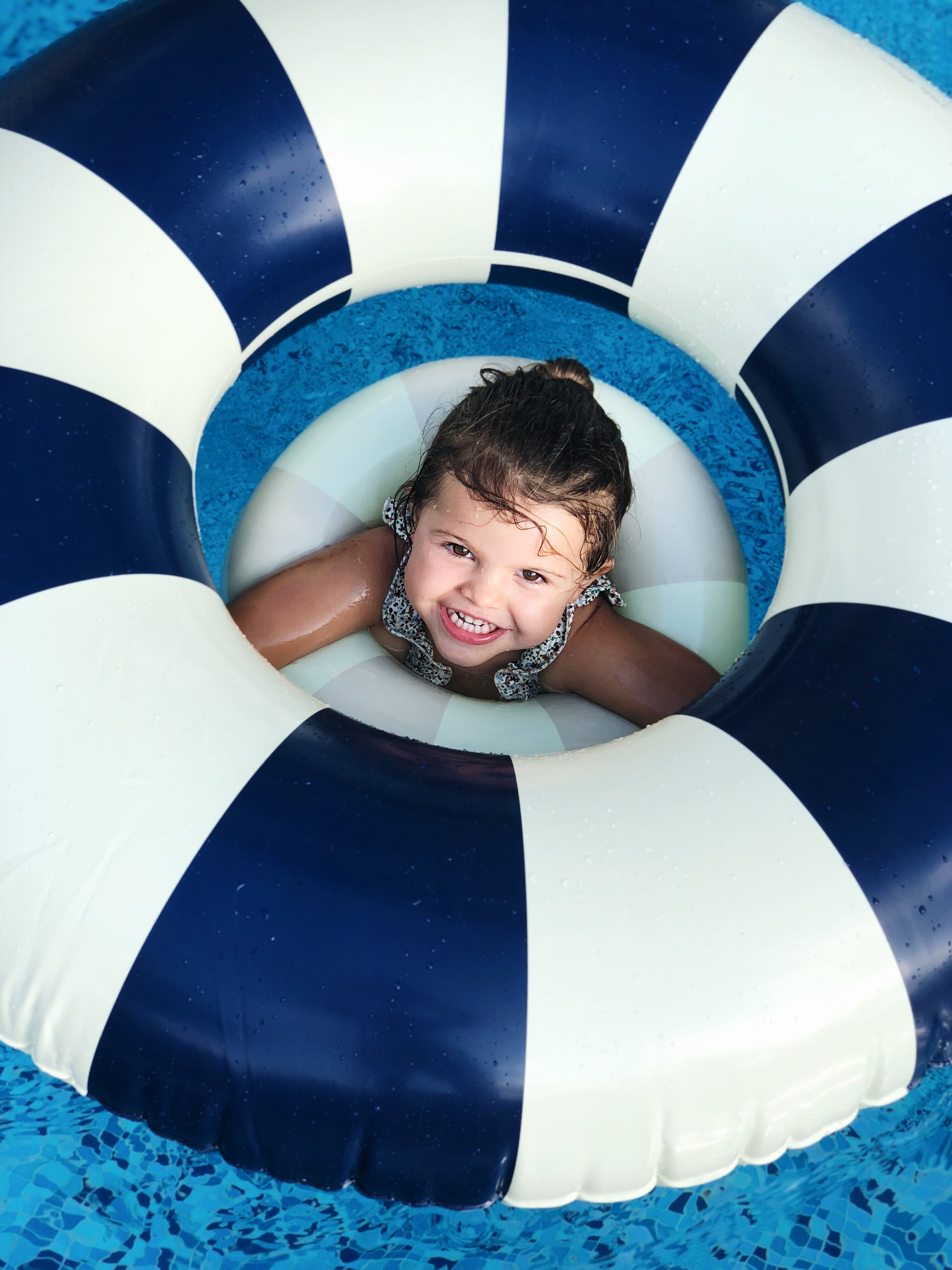 Petites Pommes 90cm Sally Swim Ring Cannes Blue - Laadlee