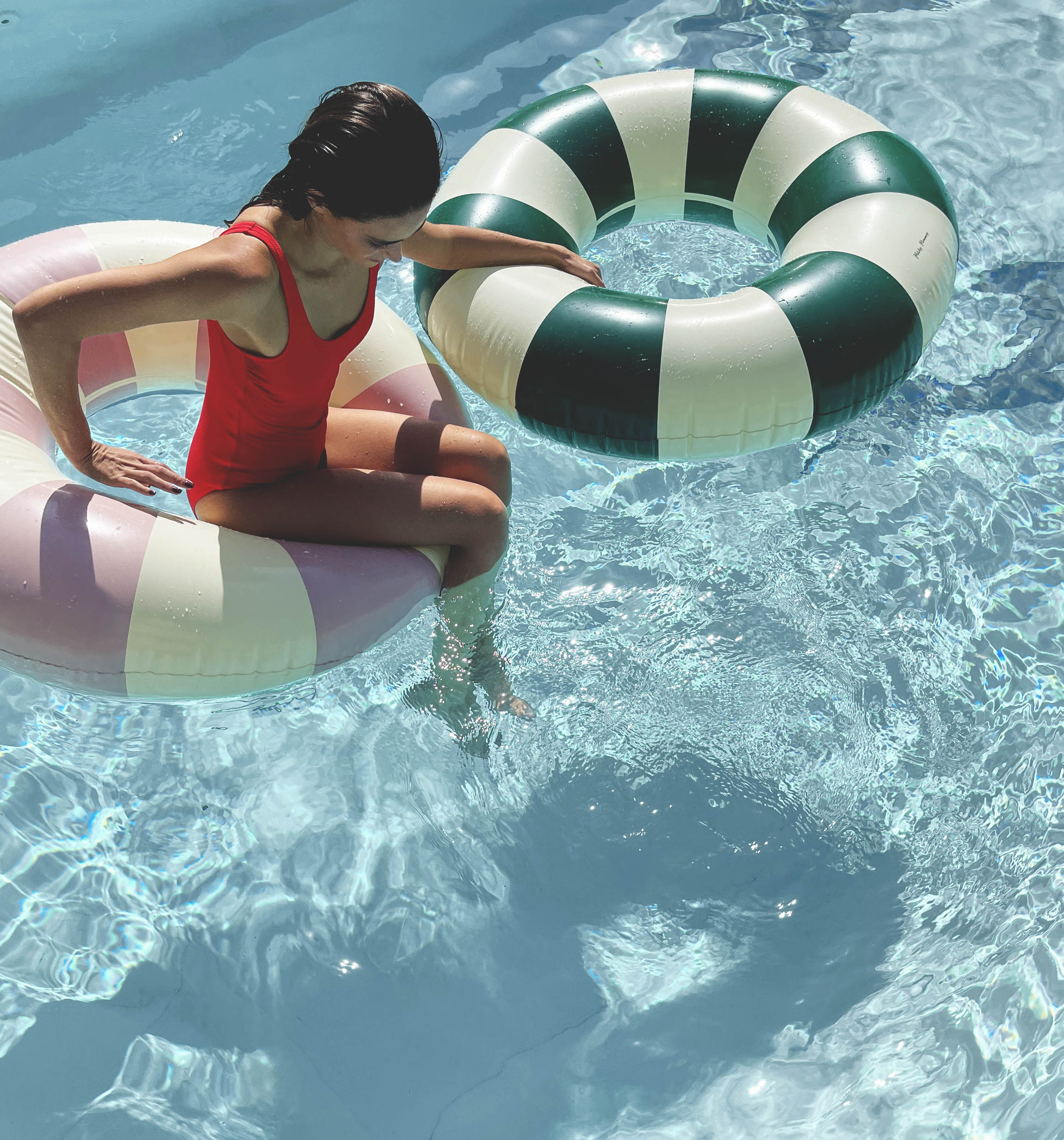 Petites Pommes 45cm Olivia Swim Ring Oxford Green - Laadlee