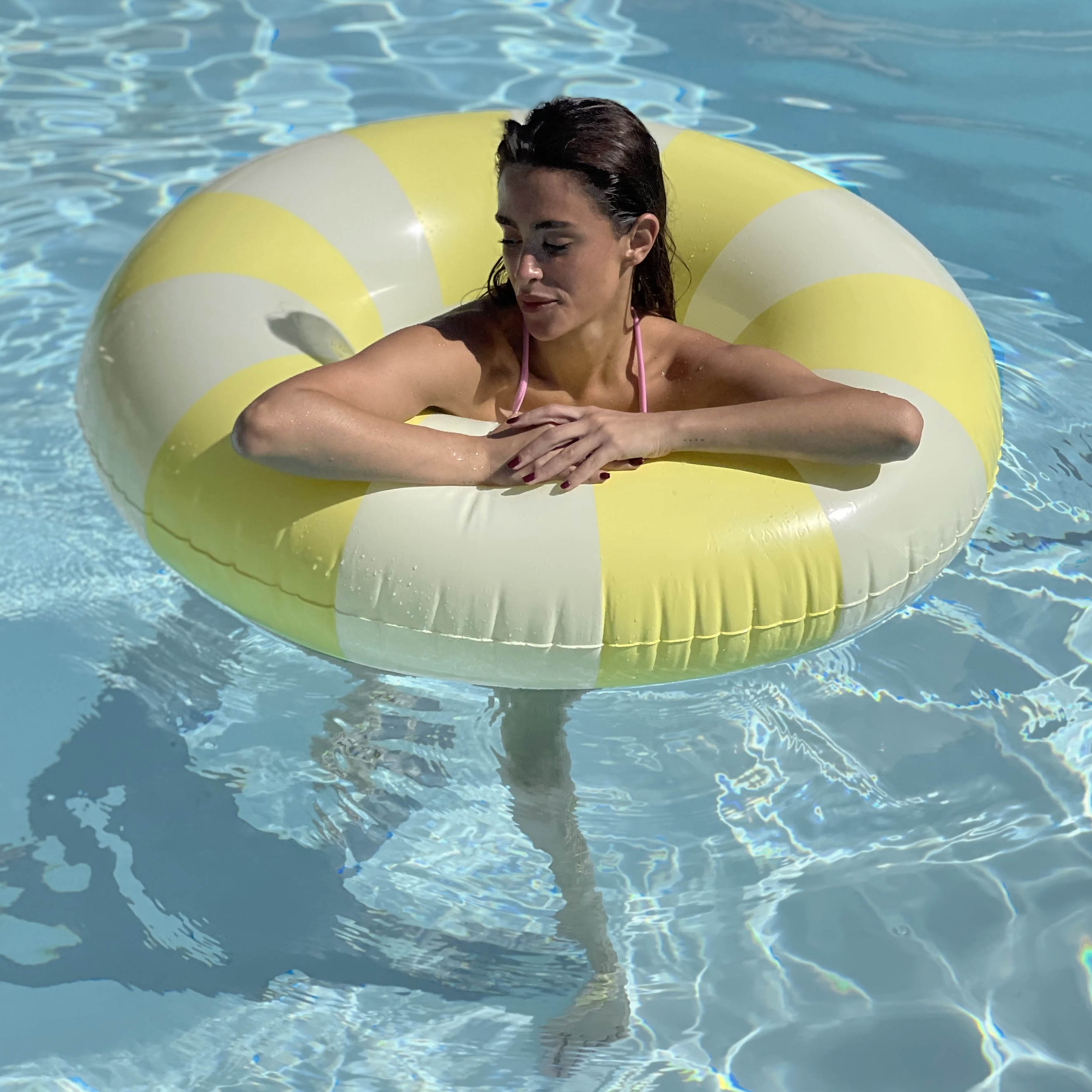 Petites Pommes 90cm Sally Swim Ring Pastel Yellow - Laadlee