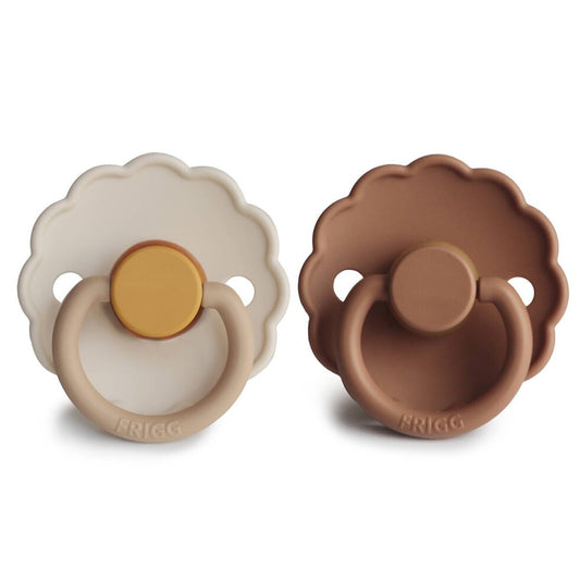 Frigg Daisy Latex Baby Pacifier 6M-18M, 2Pack, Chamomile/Peach Bronze - Size 2 - Laadlee