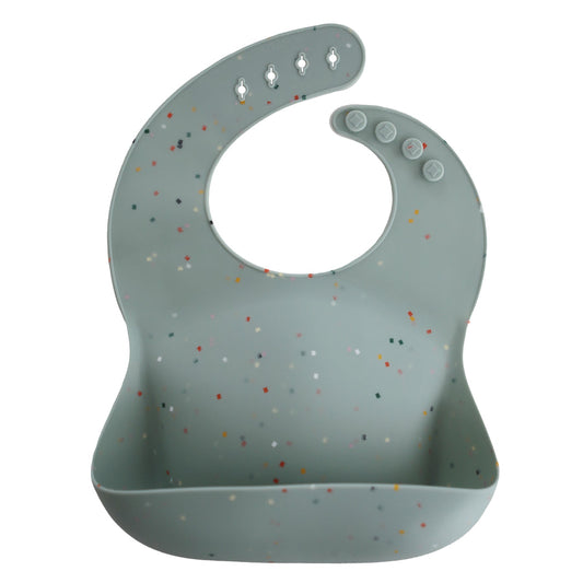 Mushie Silicone Bib Cambridge Blue Confetti - Laadlee