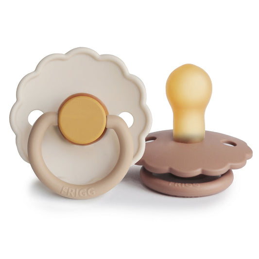 Frigg Daisy Latex Baby Pacifier 6M-18M, 2Pack, Chamomile/Peach Bronze - Size 2 - Laadlee