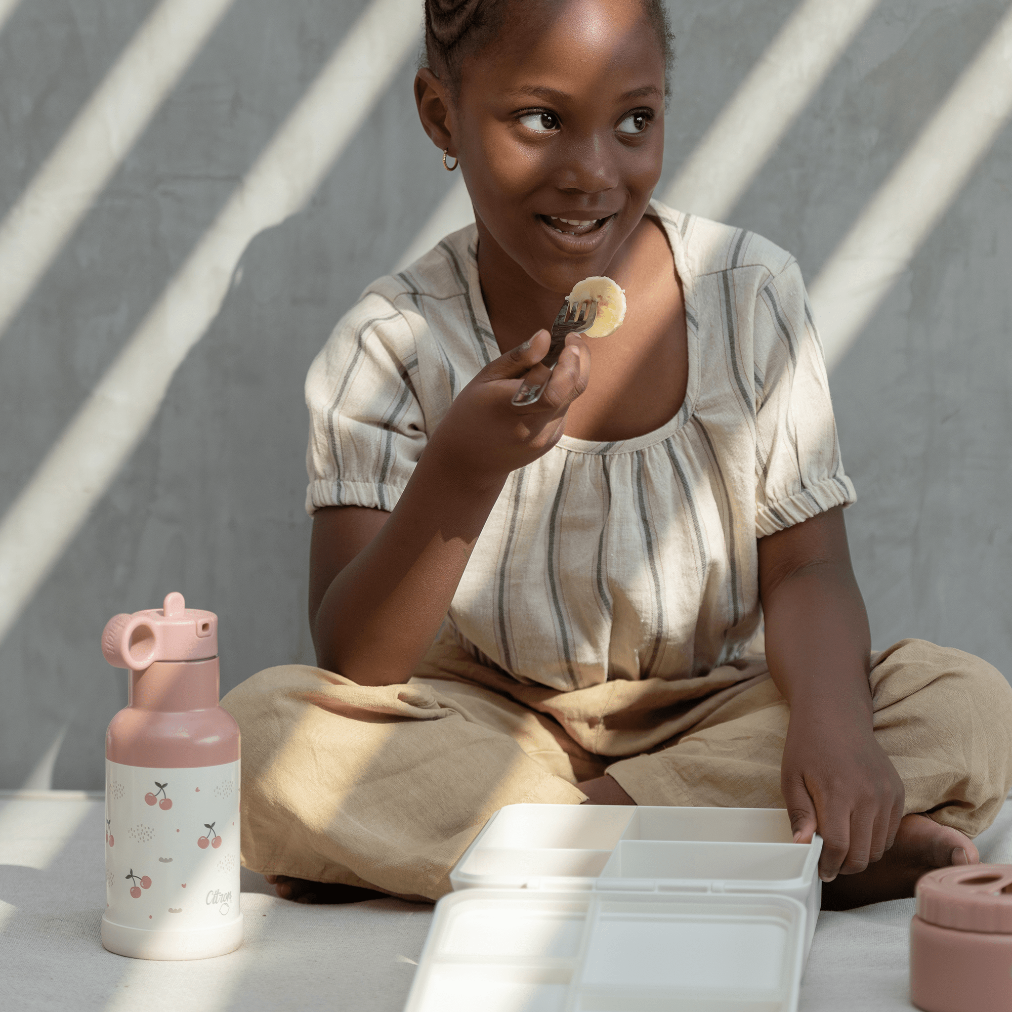 Citron Stainless Steel Water Bottle 350ml - Cherry - Laadlee