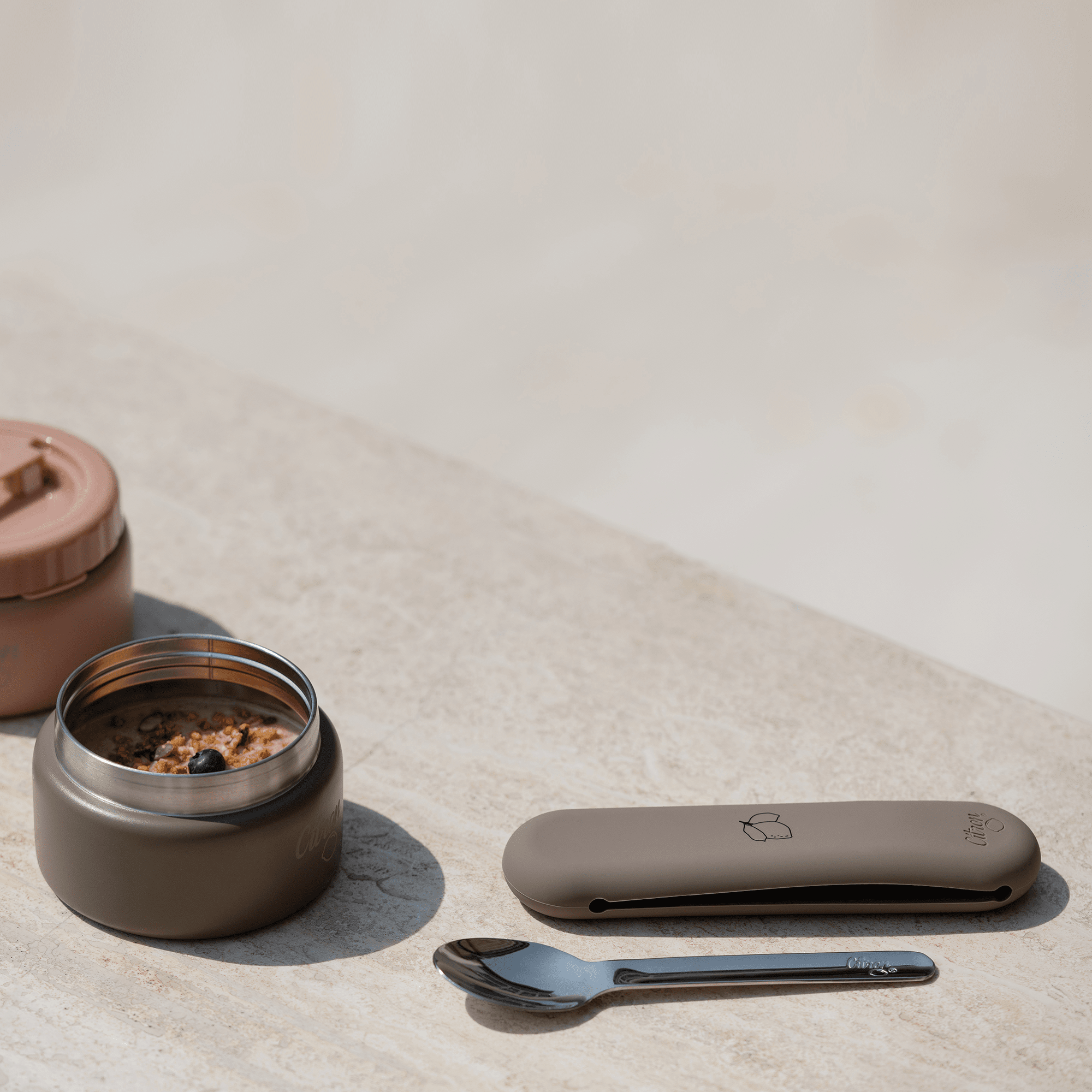 Citron Stainless Steel Cutlery Set with Brown Case - Laadlee