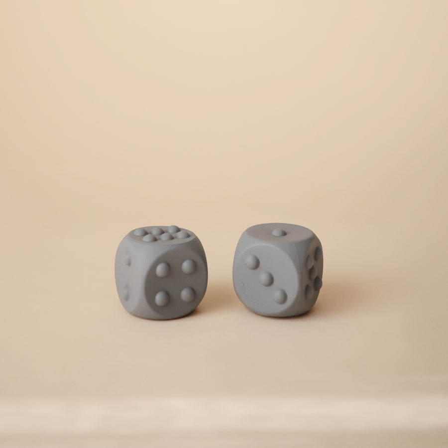 Mushie Dice Press Toy (set of 2) Tradewinds/Stone - Laadlee