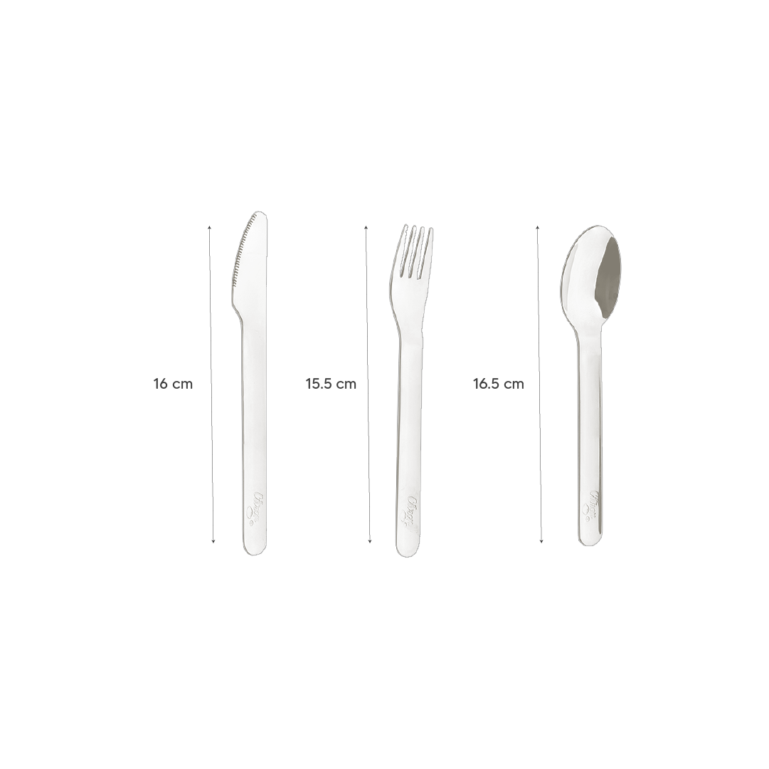 Citron Stainless Steel Cutlery with Pouch - Green - Laadlee