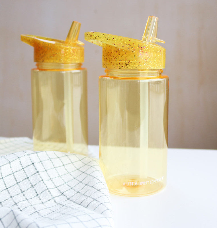 A Little Lovely Company Drink Bottle - Glitter - Gold - Laadlee