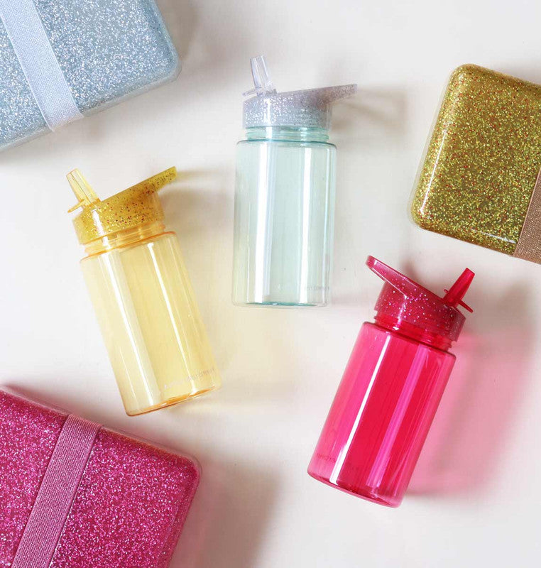 A Little Lovely Company Drink Bottle - Glitter - Silver - Laadlee