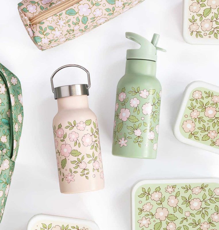 A Little Lovely Company Stainless Steel Water Bottle - 350ml - Blossoms Pink - Laadlee