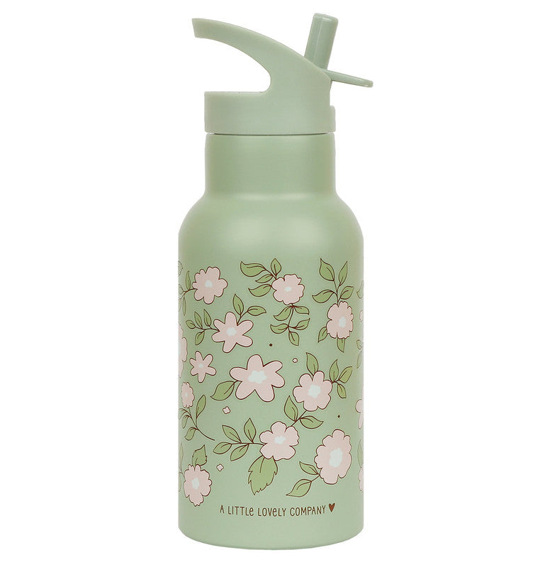 A Little Lovely Company Stainless Steel Water Bottle - 350ml - Blossoms Sage - Laadlee