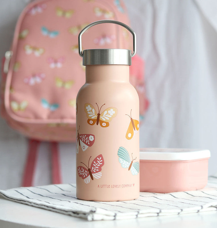 A Little Lovely Company Stainless Steel Water Bottle - 350ml - Butterflies - Laadlee