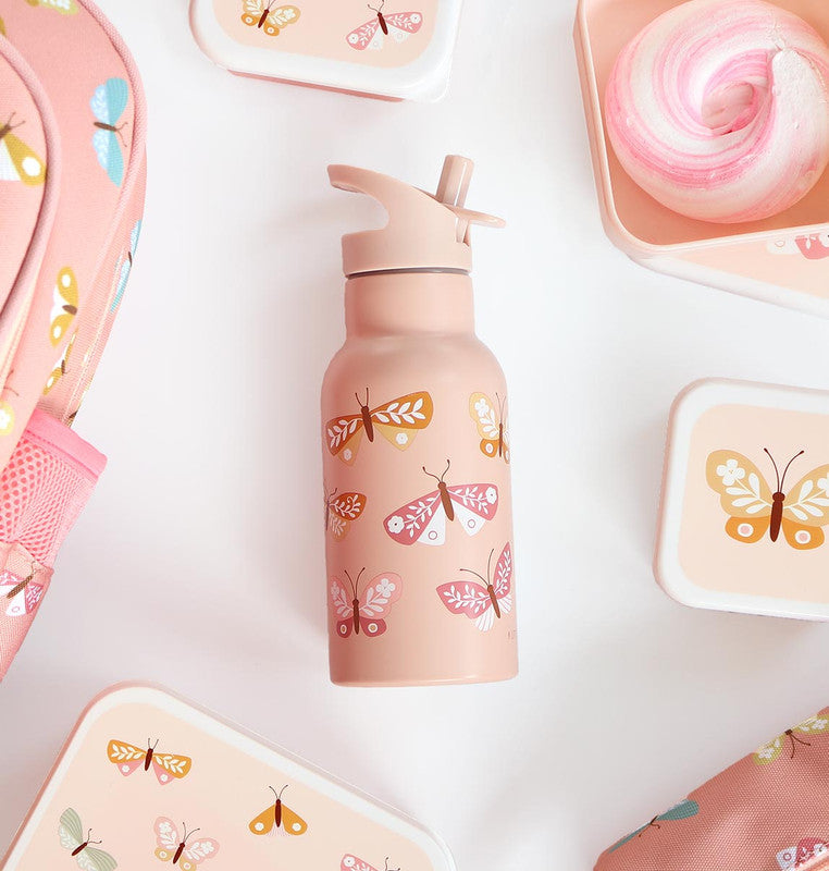 A Little Lovely Company Stainless Steel Water Bottle - 350ml - Butterflies - Laadlee