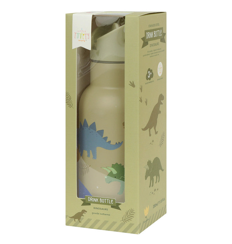 A Little Lovely Company Stainless Steel Water Bottle - 350ml - Dinosaurs - Laadlee