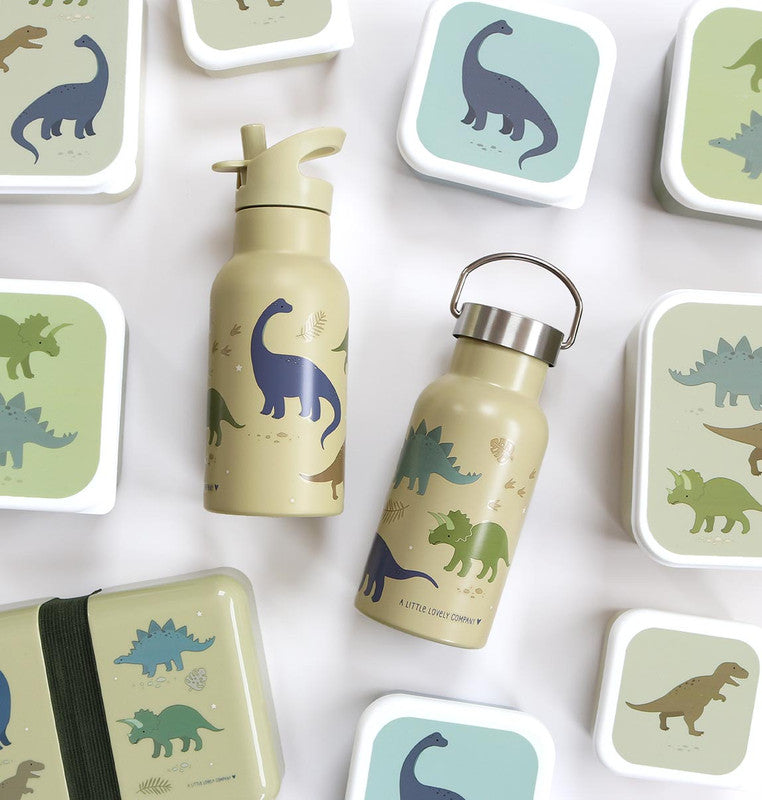 A Little Lovely Company Stainless Steel Water Bottle - 350ml - Dinosaurs - Laadlee