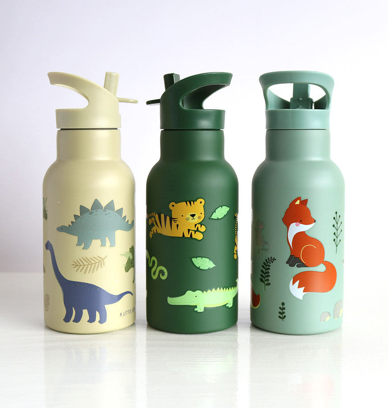 A Little Lovely Company Stainless Steel Water Bottle - 350ml - Dinosaurs - Laadlee