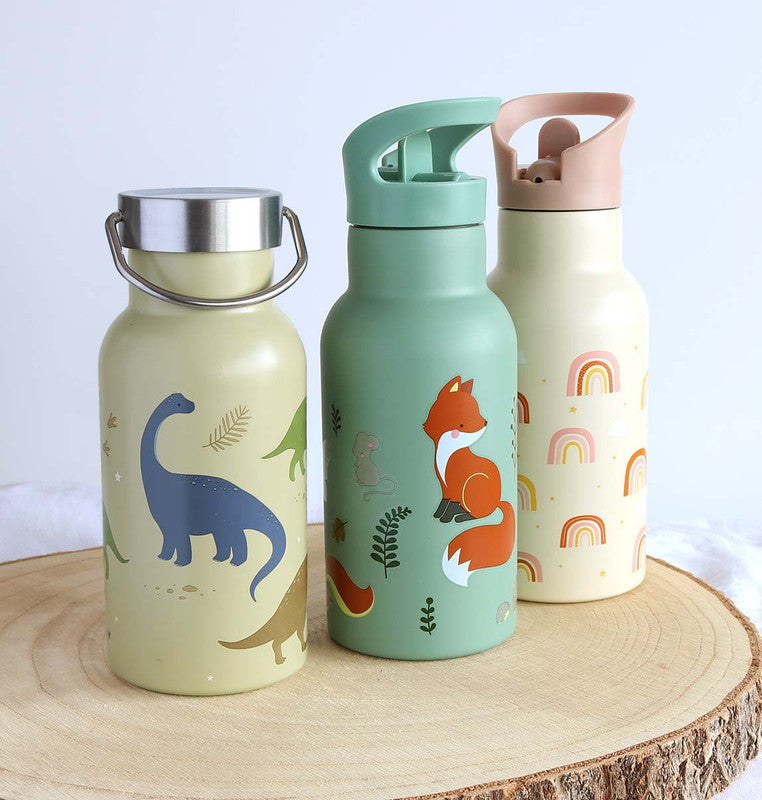 A Little Lovely Company Stainless Steel Water Bottle - 350ml - Dinosaurs - Laadlee