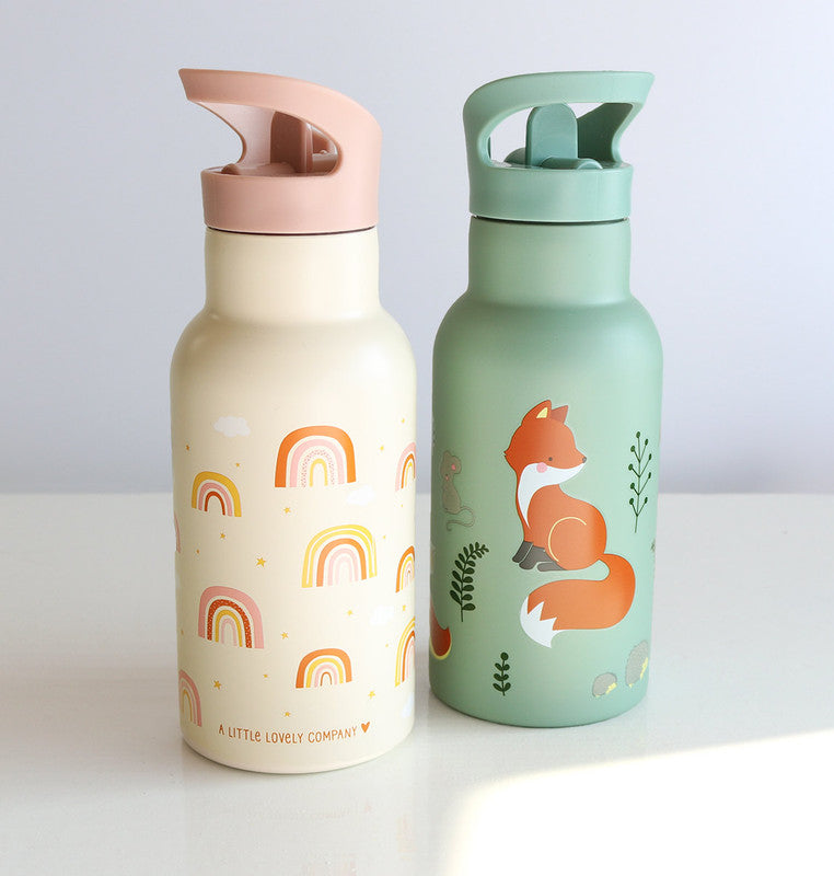 A Little Lovely Company Stainless Steel Water Bottle - 350ml - Forest friends - Laadlee