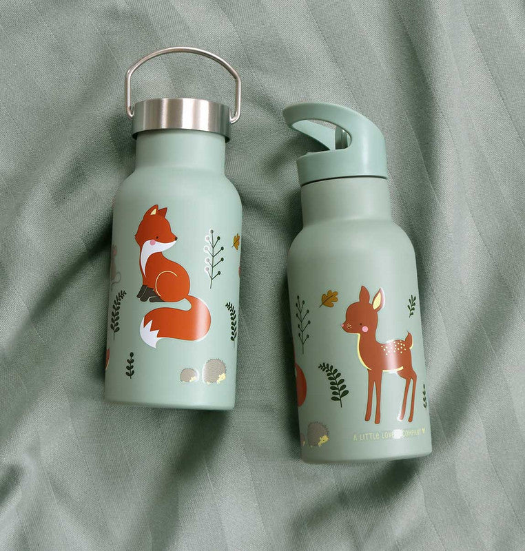 A Little Lovely Company Stainless Steel Water Bottle - 350ml - Forest friends - Laadlee