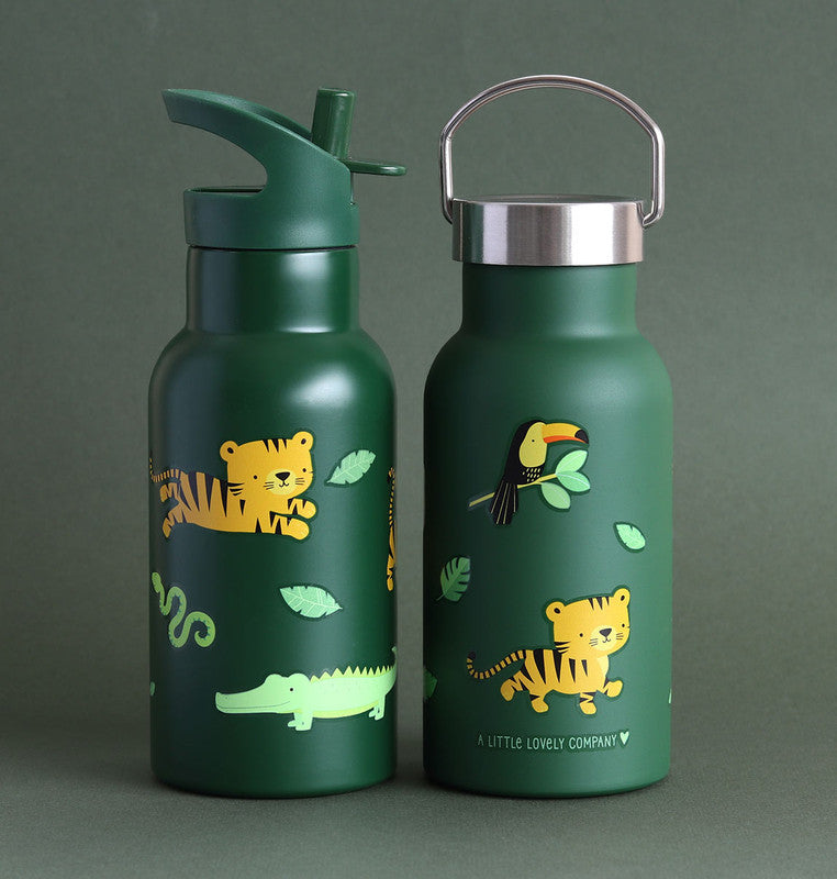 A Little Lovely Company Stainless Steel Water Bottle - 350ml - Jungle Tiger - Laadlee