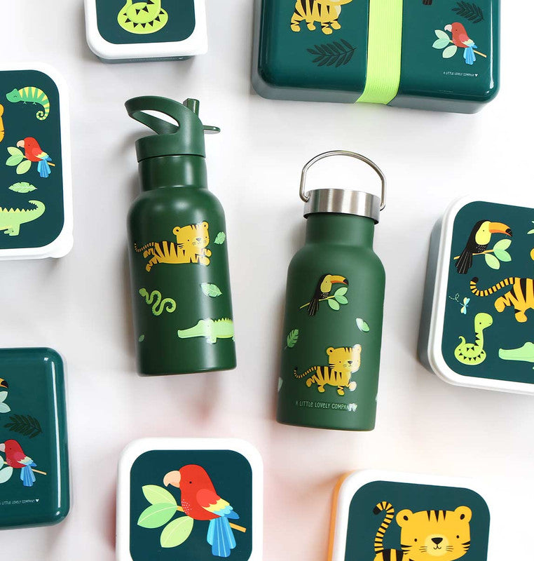 A Little Lovely Company Stainless Steel Water Bottle - 350ml - Jungle Tiger - Laadlee