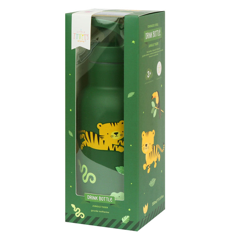 A Little Lovely Company Stainless Steel Water Bottle - 350ml - Jungle Tiger - Laadlee