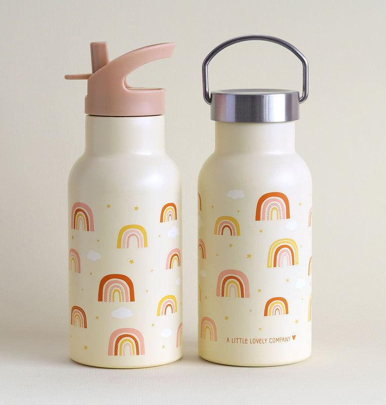 A Little Lovely Company Stainless Steel Water Bottle - 350ml - Rainbows - Laadlee