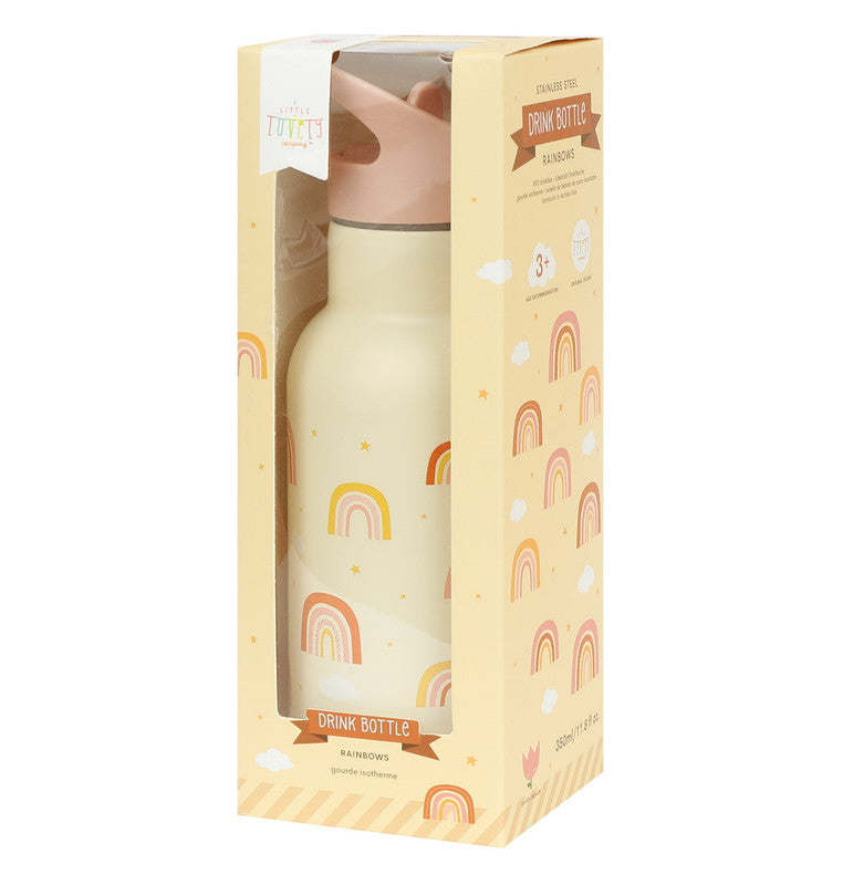 A Little Lovely Company Stainless Steel Water Bottle - 350ml - Rainbows - Laadlee