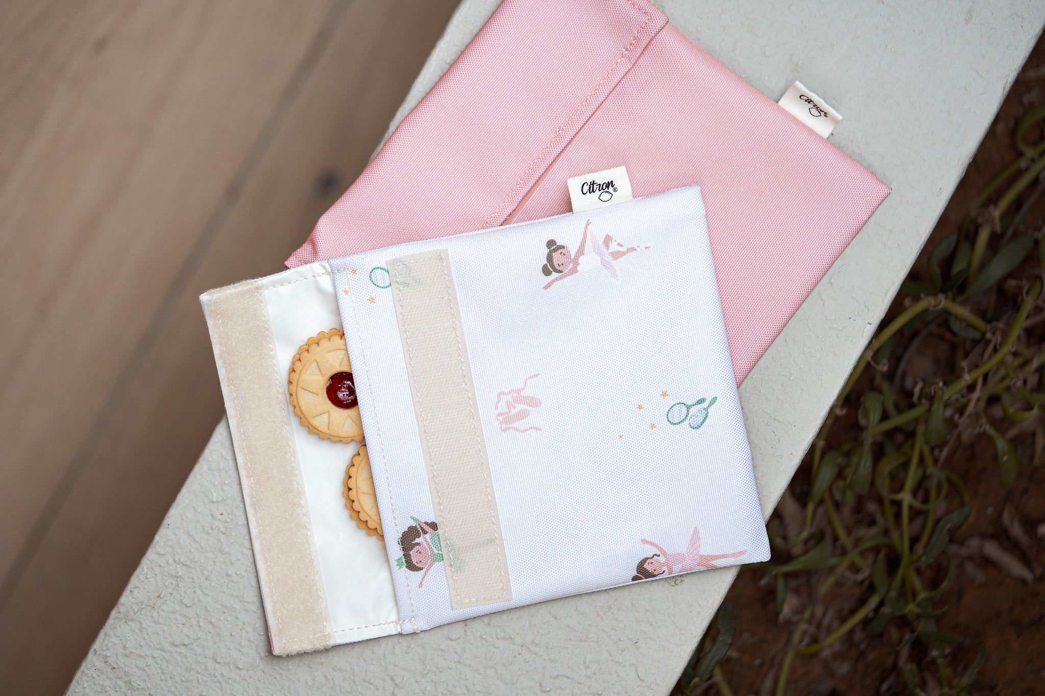 Citron Reusable Sandwich Bag Set of 2 - Ballerina/Blush Pink - Laadlee