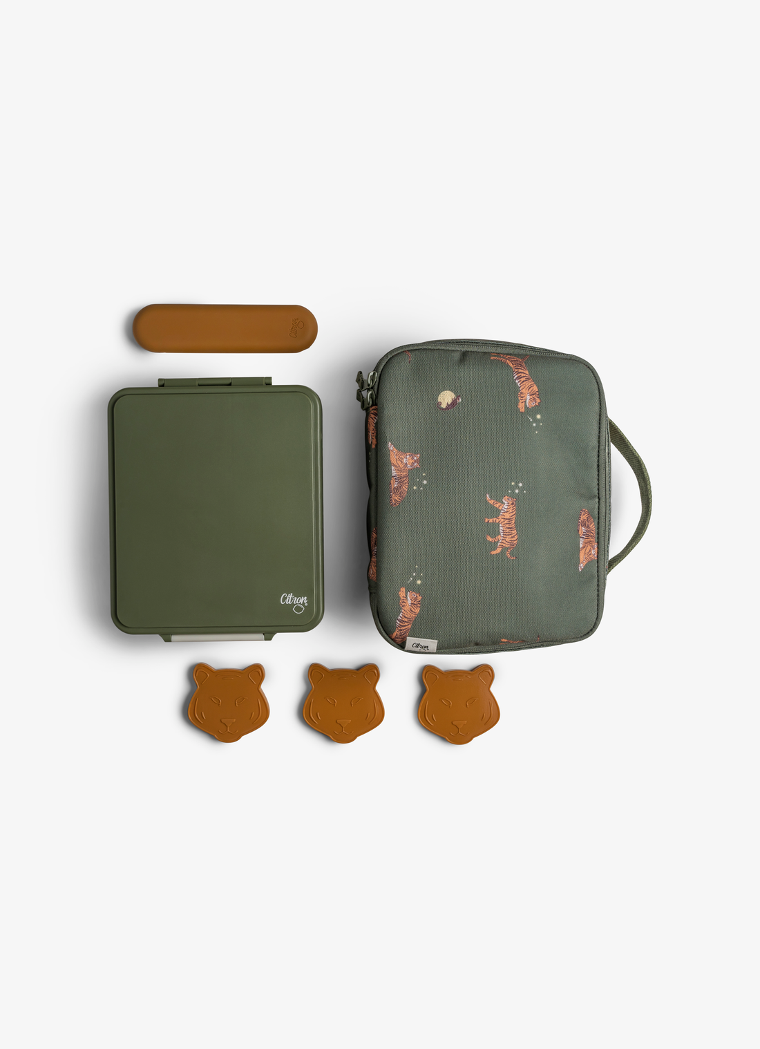 Citron Insulated Square Lunchbag - Tiger - Laadlee