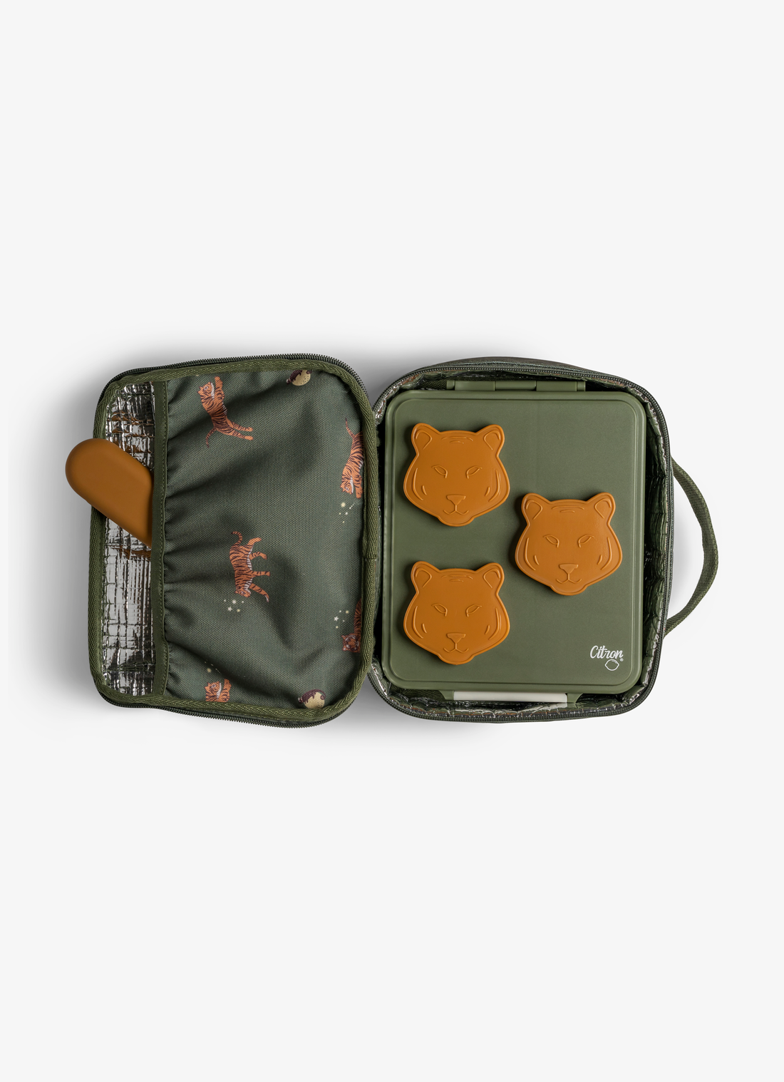 Citron Insulated Square Lunchbag - Tiger - Laadlee