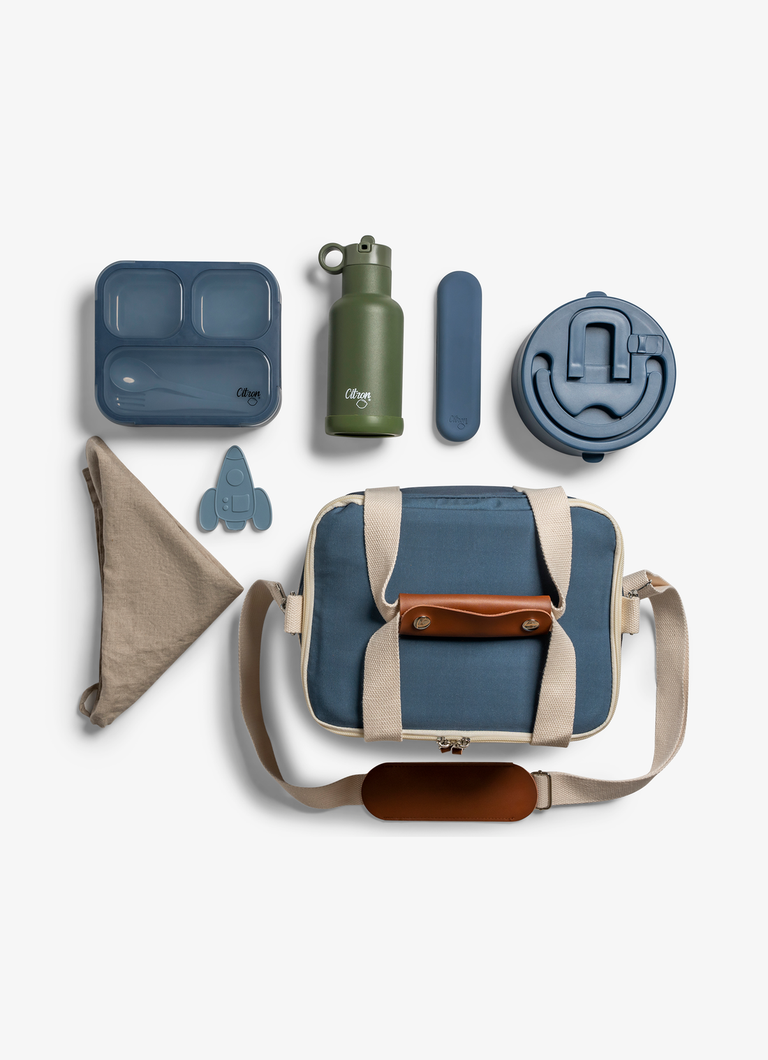 Citron Insulated Picnic Lunchbag - Dark Blue - Laadlee