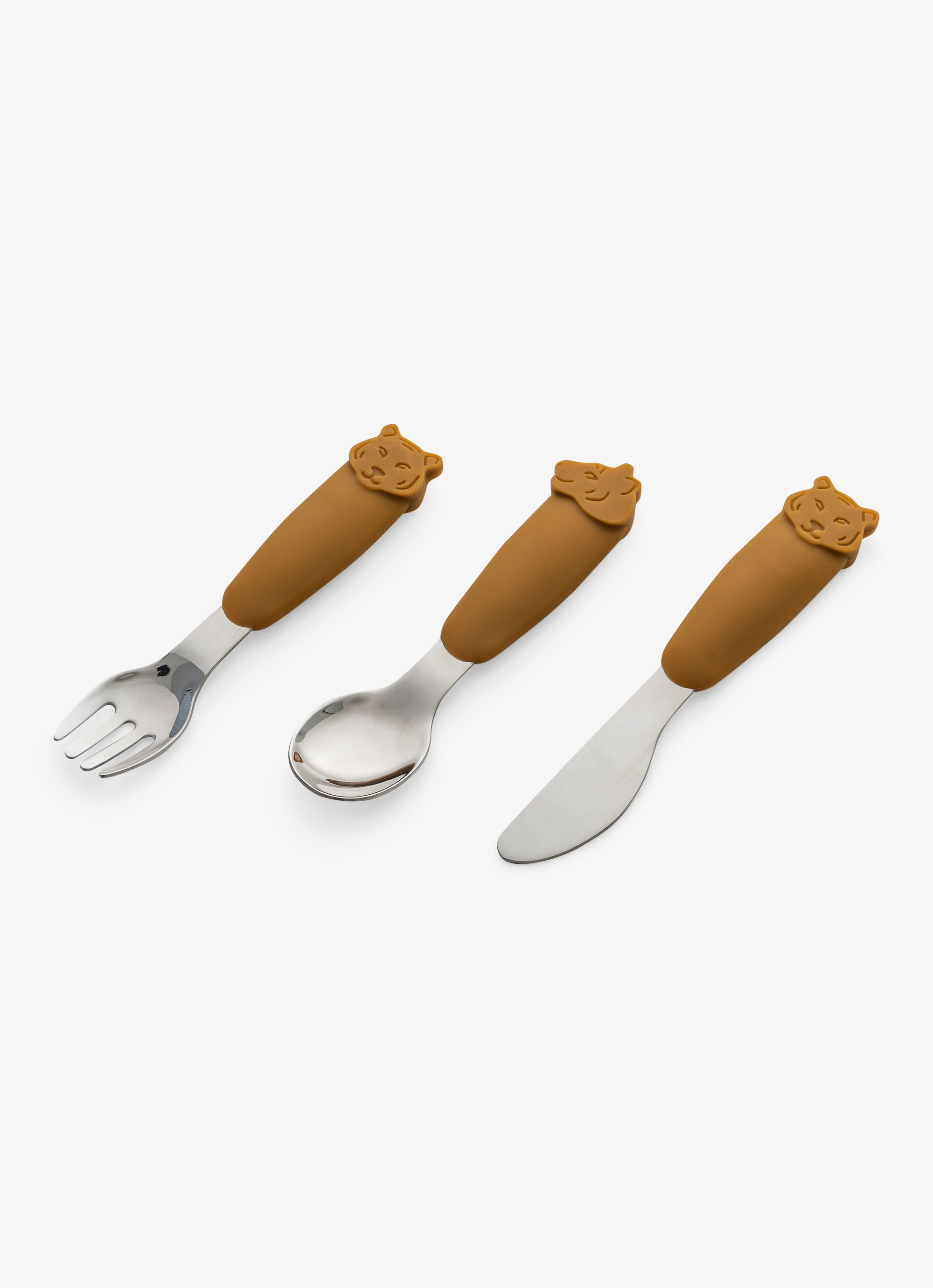 Citron Silicone Cutlery Set with Pouch - Caramel - Laadlee