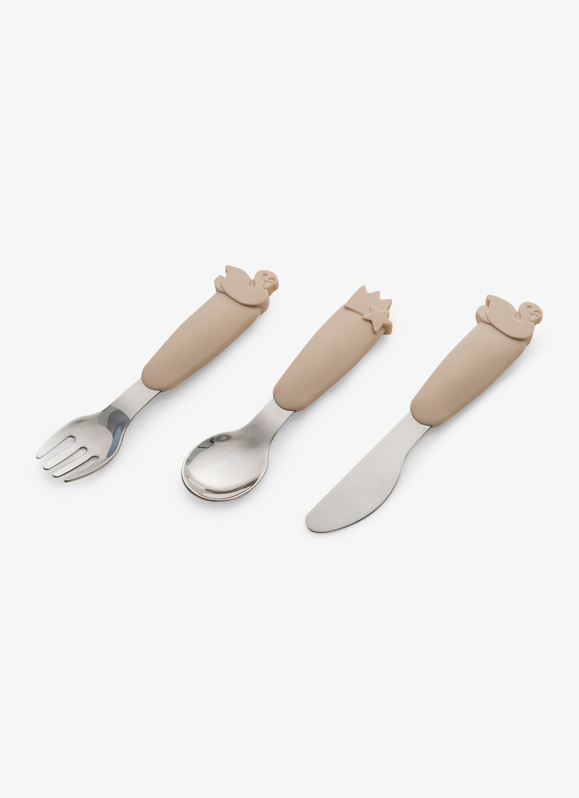 Citron Silicone Cutlery Set with Pouch - Beige - Laadlee