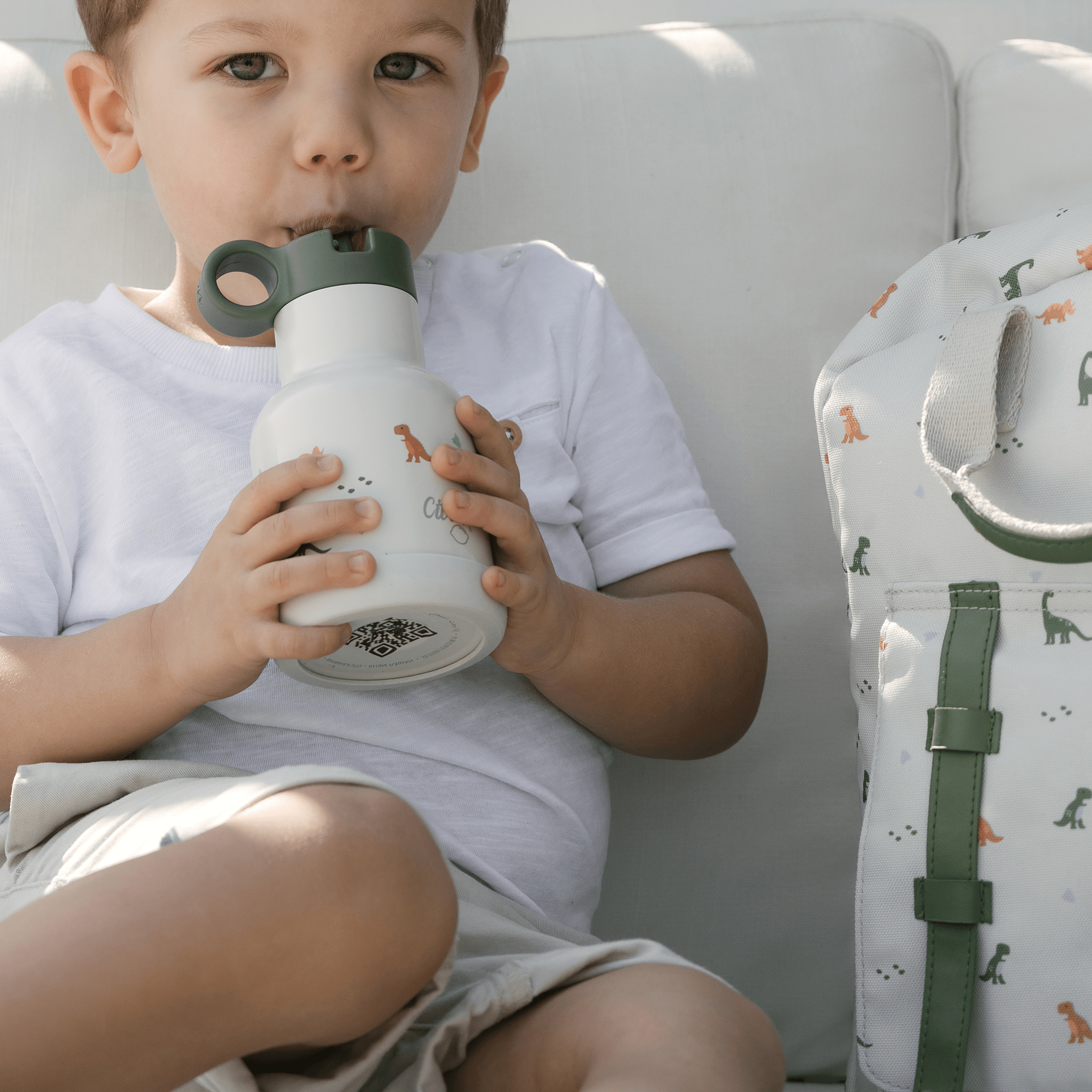 Citron Stainless Steel Water Bottle 250ml - Dino - Laadlee