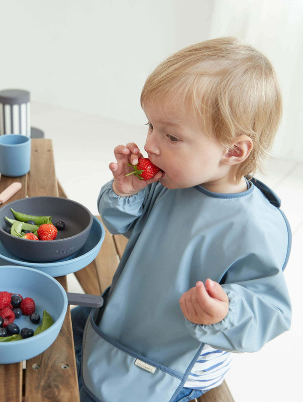 Filibabba Bib with Sleeves - Muddly Blue / Powder Blue - Laadlee