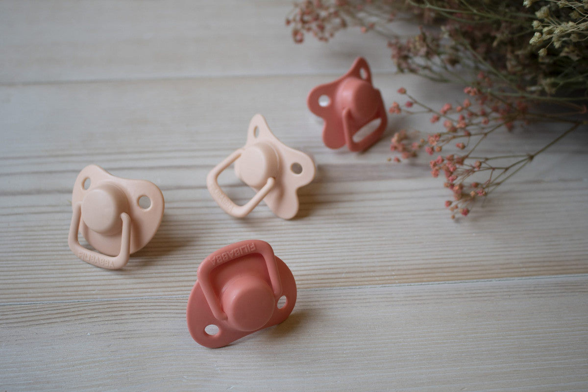Filibabba Silicone Pacifiers - 0M - 6M, Peach, Pack of 2 - Laadlee