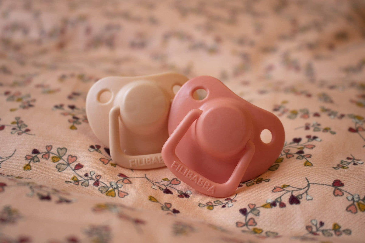 Filibabba Silicone Pacifiers - 0M - 6M, Peach, Pack of 2 - Laadlee