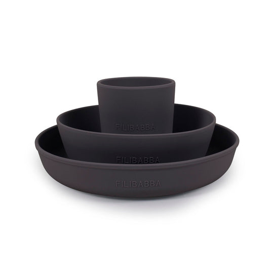 Filibabba Silicone Dinner Set - Stone Grey - Laadlee