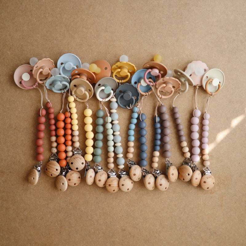 Mushie Pacifier Clips Halo Ash - Laadlee