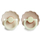 Frigg Daisy Silicone Baby Pacifier 0-6M, 2Pack, Cream Night/Croissant Night - Size 1 - Laadlee