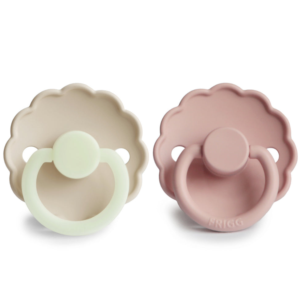 Frigg Daisy Silicone Baby Pacifier 6M - 18M, 2Pack, Cream Night/Blush - Size 2 - Laadlee