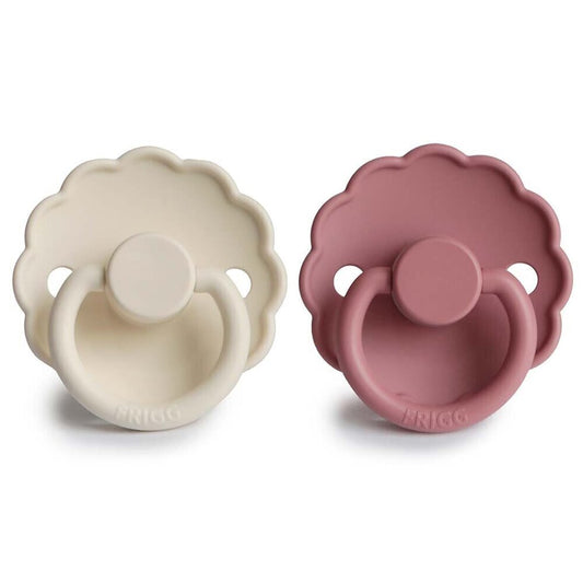 Frigg Daisy Silicone Baby Pacifier 6M - 18M, 2Pack, Cream/Cedar - Size 2 - Laadlee