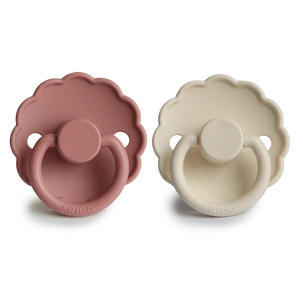 Frigg Daisy Silicone Baby Pacifier 6M - 18M, 2Pack, Cream/Powder Blush - Size 2 - Laadlee